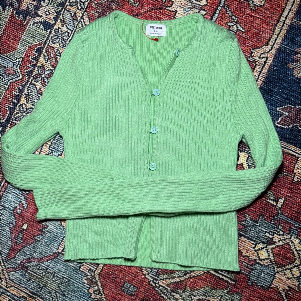 Cotton On Green Ribbed Cardigan